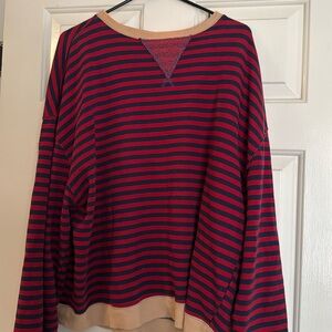 free people classic striped oversized crewneck
